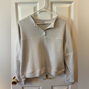 Cream Ribbed Pullover Sweater